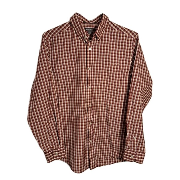 Eddie Bauer Other - Eddie Bauer Long Sleeve Button Down Mens Sz S Plaid Red/Tan/Maroon Wrinkle Free